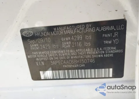 2011 Hyundai Sonata Limited z USA, uszkodzony, nr VIN 5NPEC4AC6BH150746
